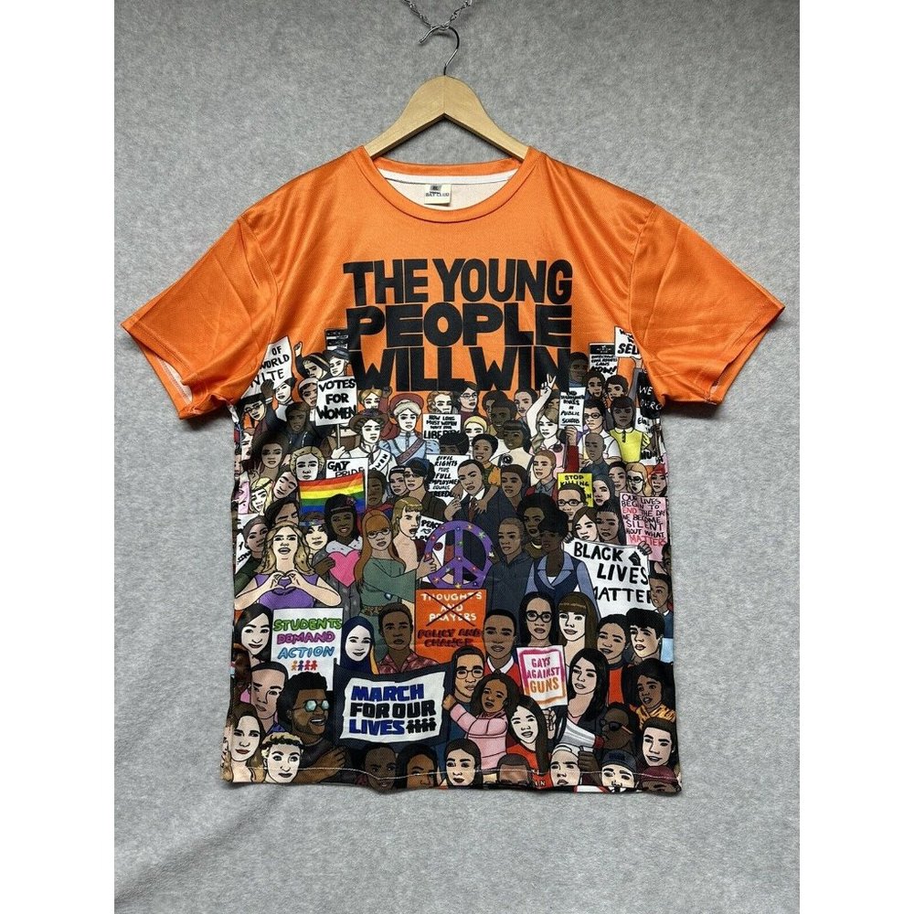 NOS The Young People Will Win Shirt Men XL Bay L Fit AOP Black Lives Matter New